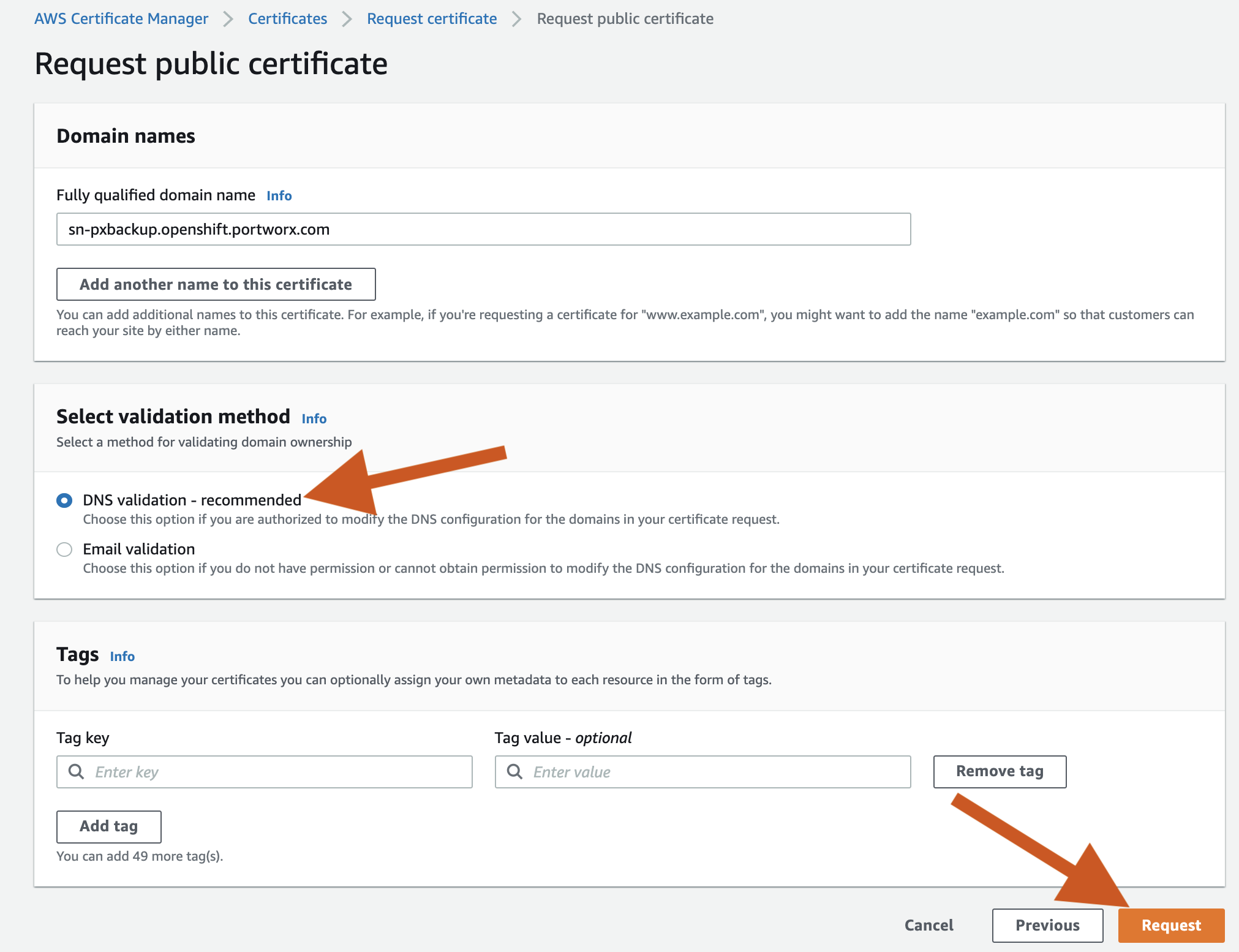 DNS Validation Request