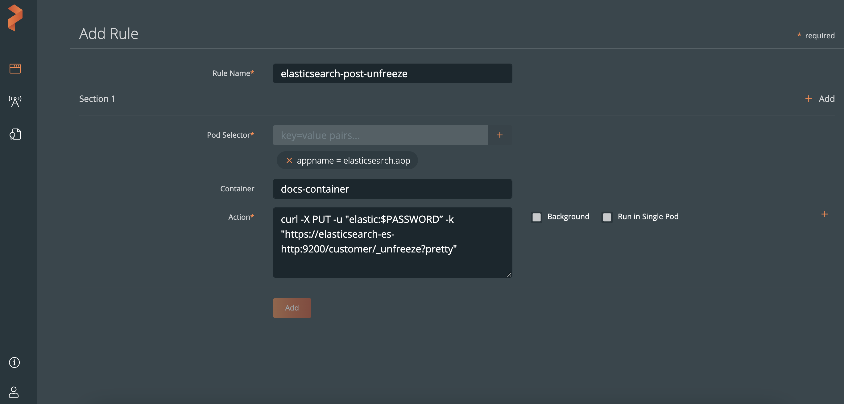 Select Elastic Post Rule