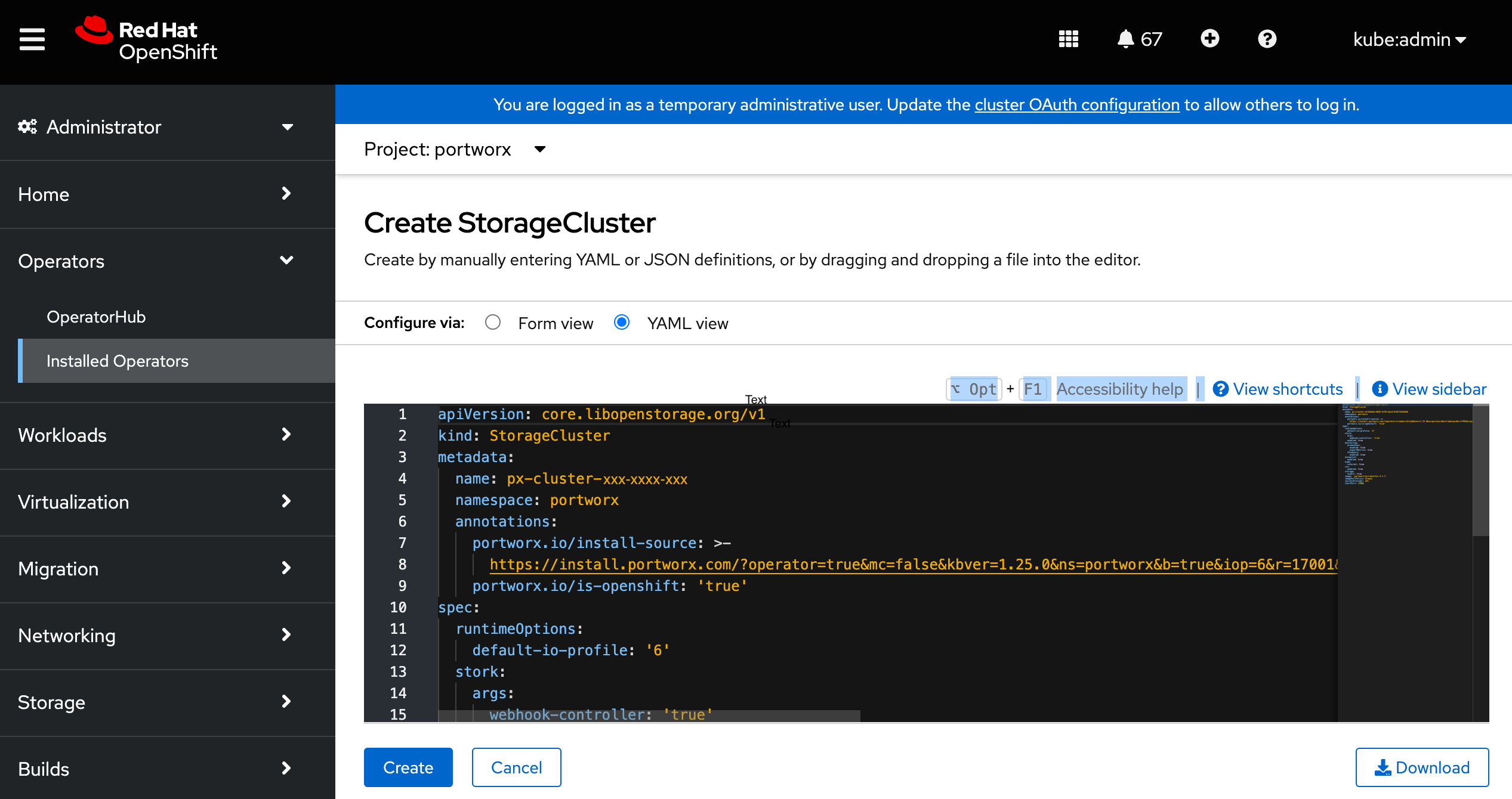 YAML view