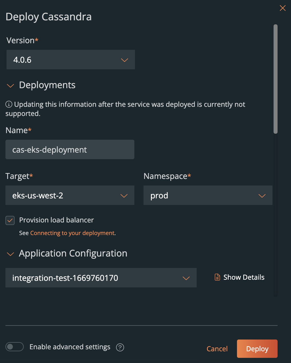 specify data service details