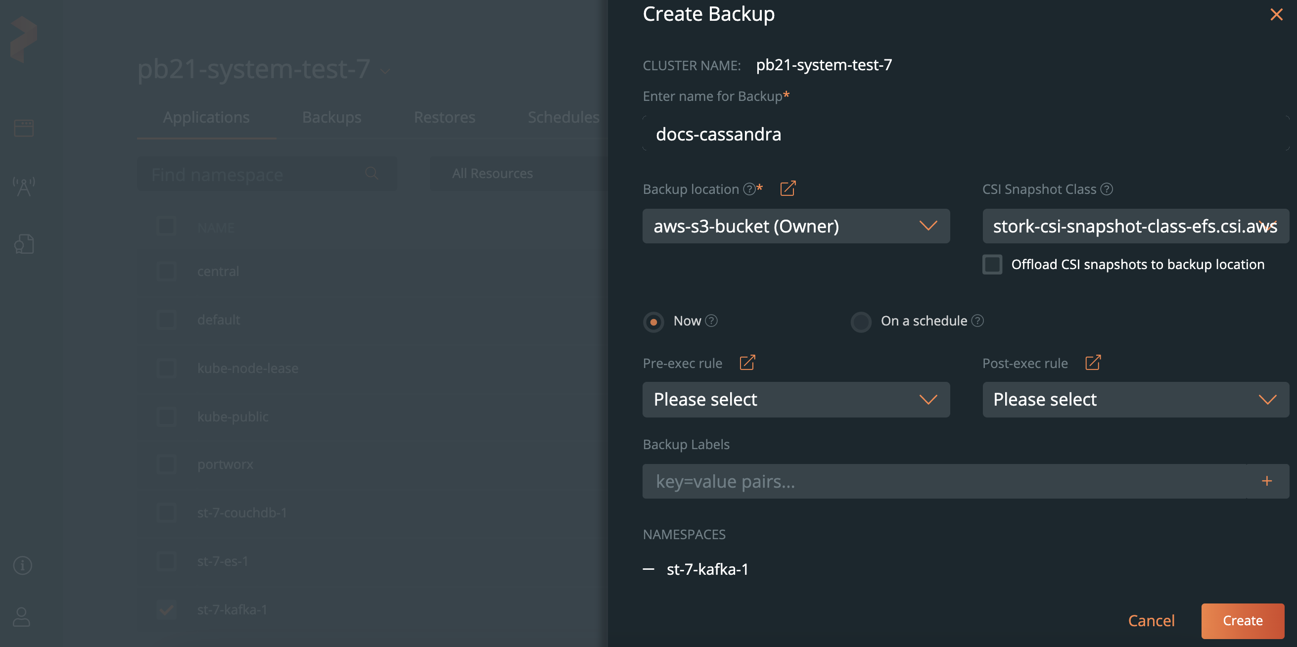 Populate backup fields