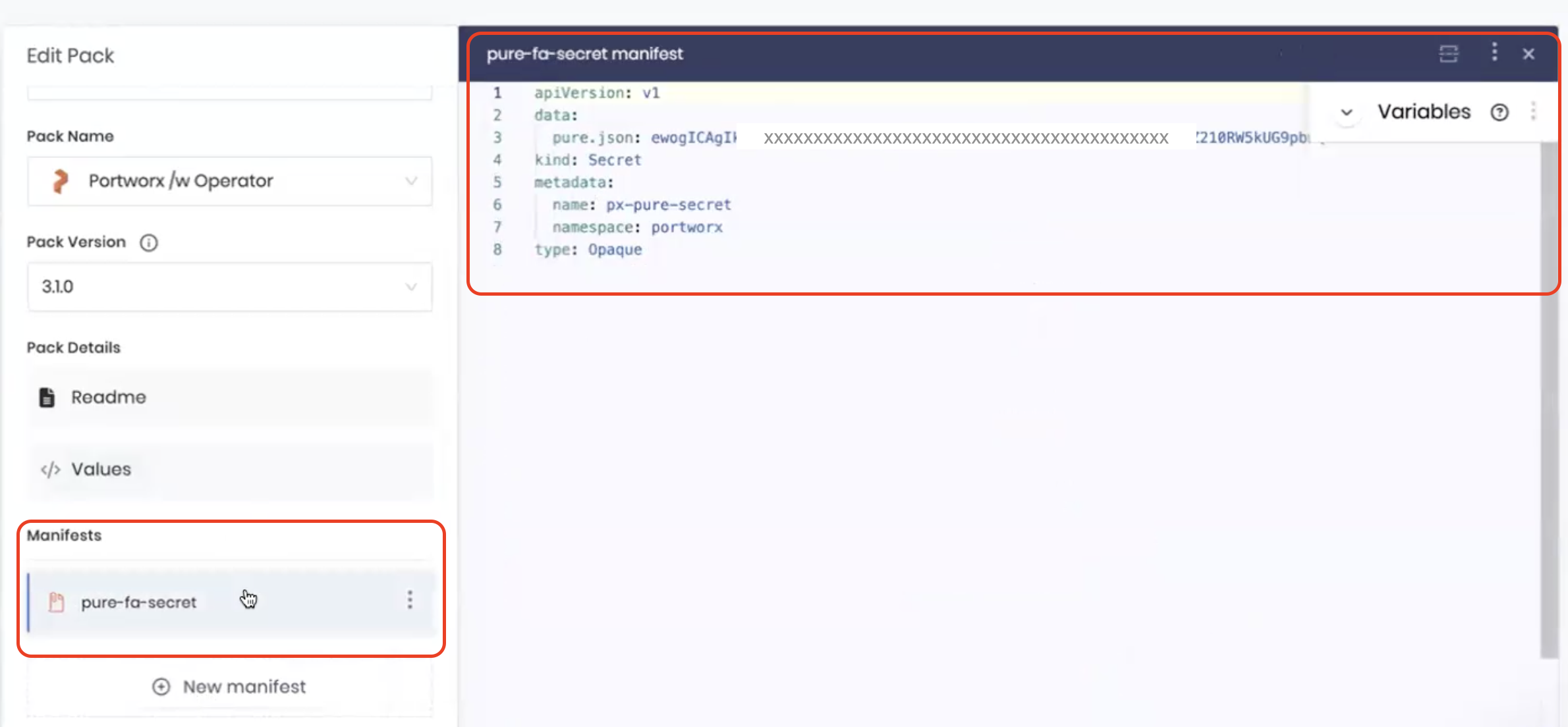 Add FlashArray Secret manifest